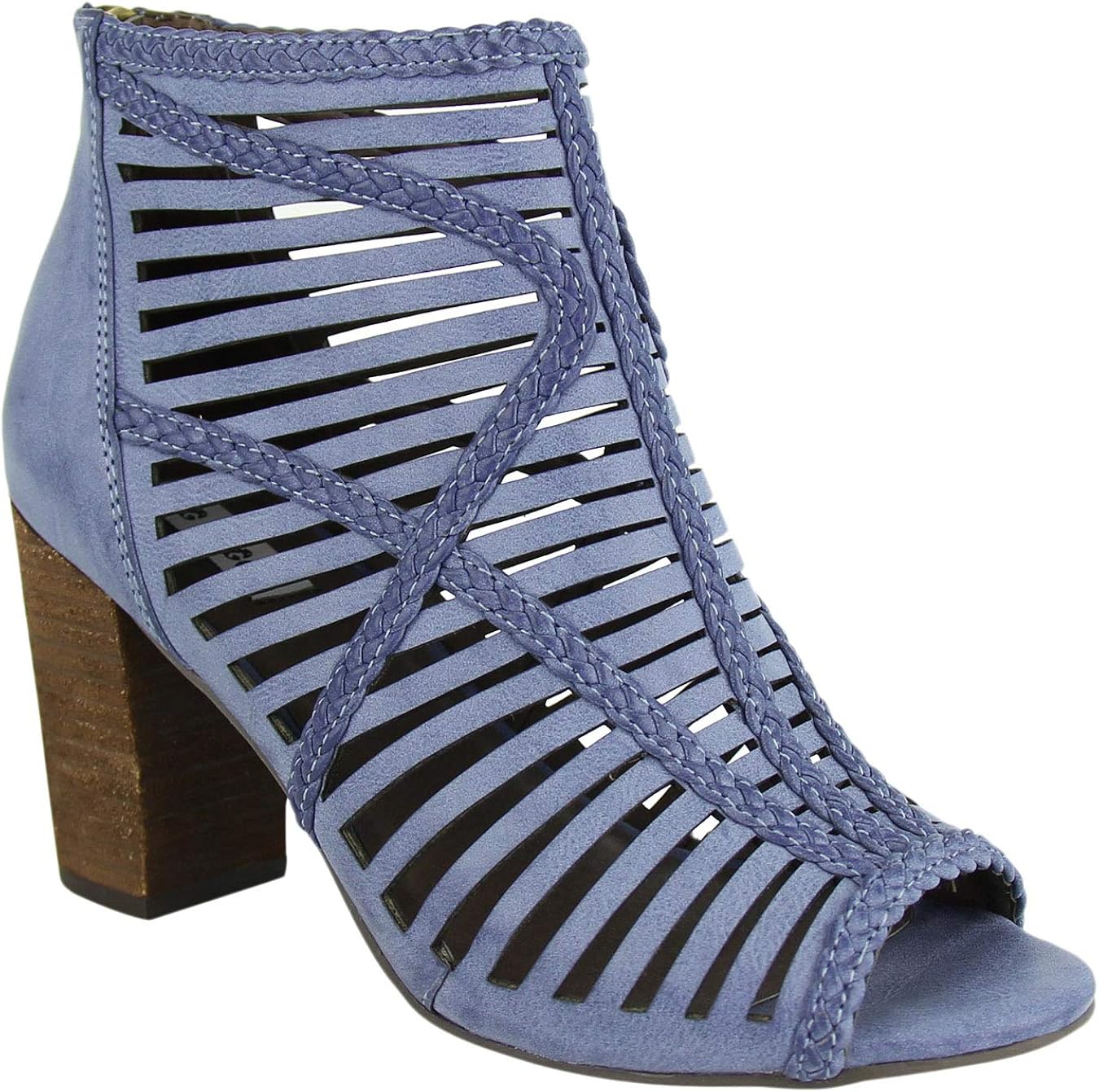 caged booties low heel