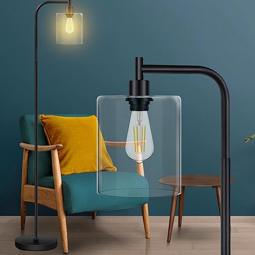 Lámparas de pie para sala de estar, iluminación brillante, lámpara de pie dormitorio con pantalla de cristal, lámpara brillante moderna alta con