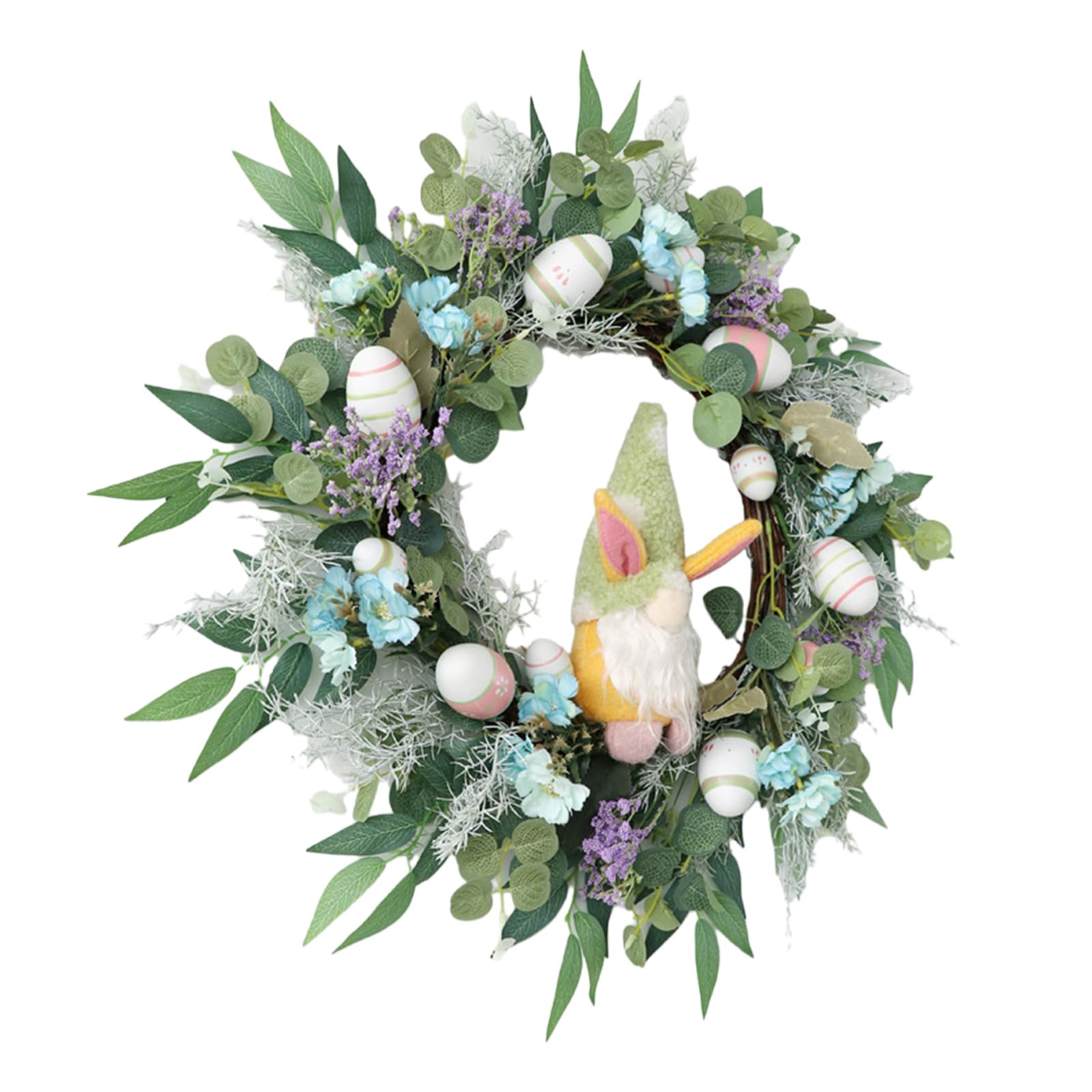Ghirlanda primaverile per porta d'ingresso, fiori colorati e uova, per interni o esterni, decorazioni per feste di Pasqua