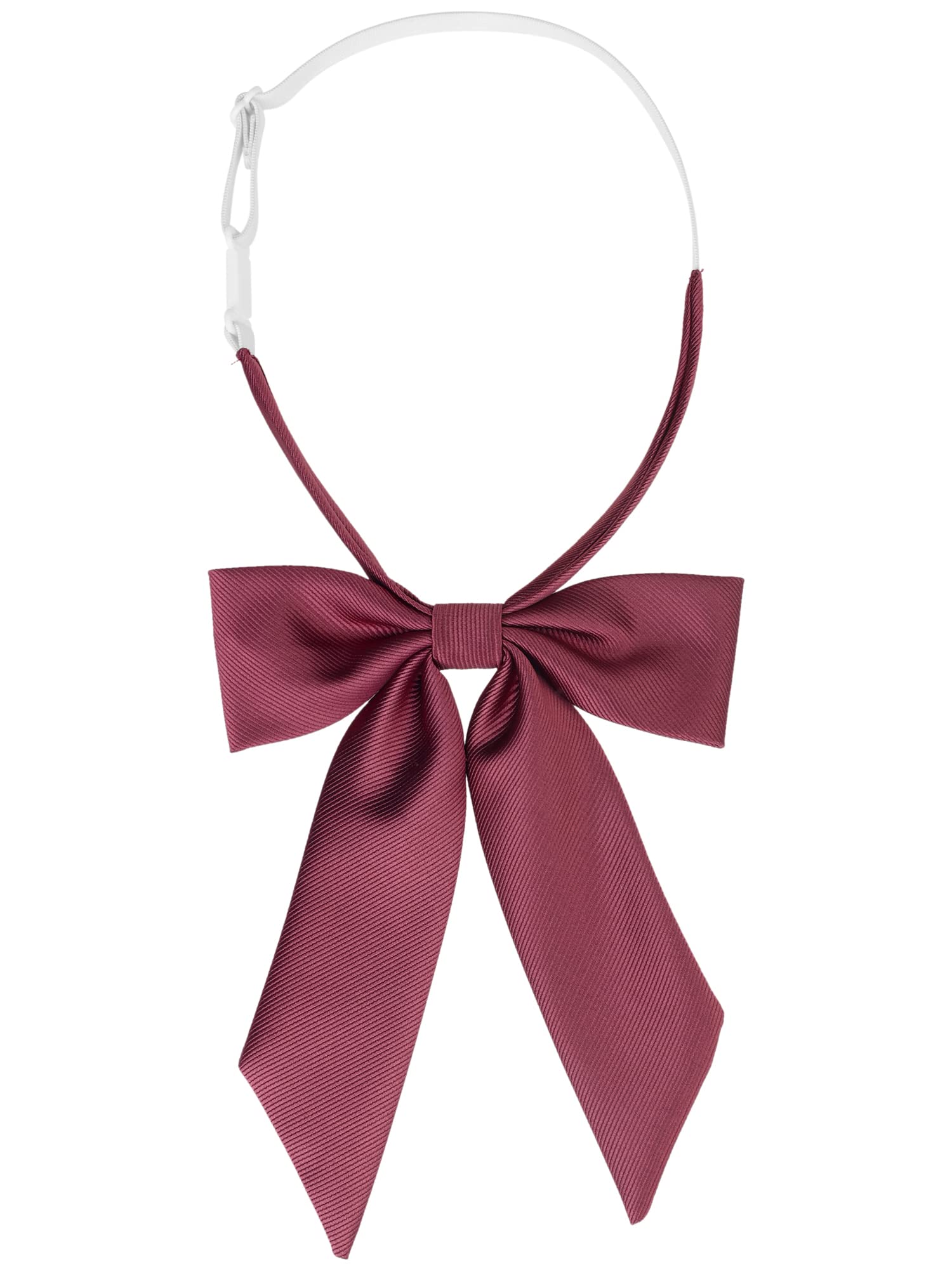 Elerevyo Women's Bow Ties Solid Color Western Ribbon Pre-Tied Bowties for School Uniform One Size Burgundy