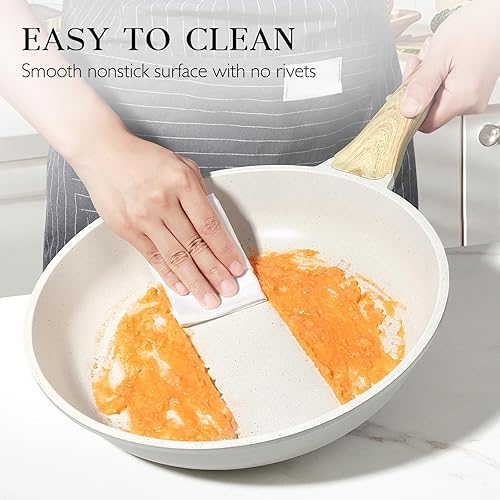 Miniatura 4 de GiPP Juego de sartenes antiadherentes, sartén antiadherente de granito de 8, 9.5 y 11 pulgadas, sartenes no tóxicas para cocinar, sartén para