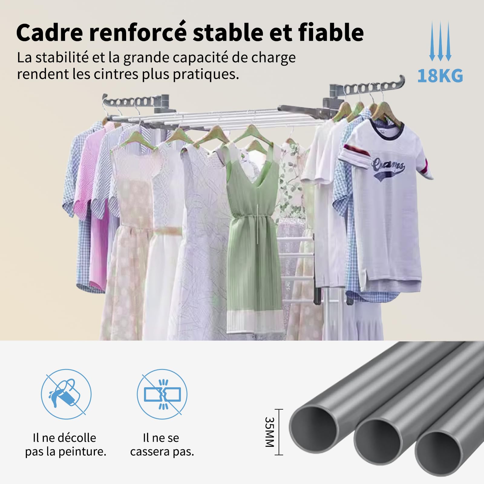 Fabulcozy Séchoir à Linge Pliable Étendoir à Linge 4 Niveaux avec roulettes Utilisation intérieure et extérieure (Petit)