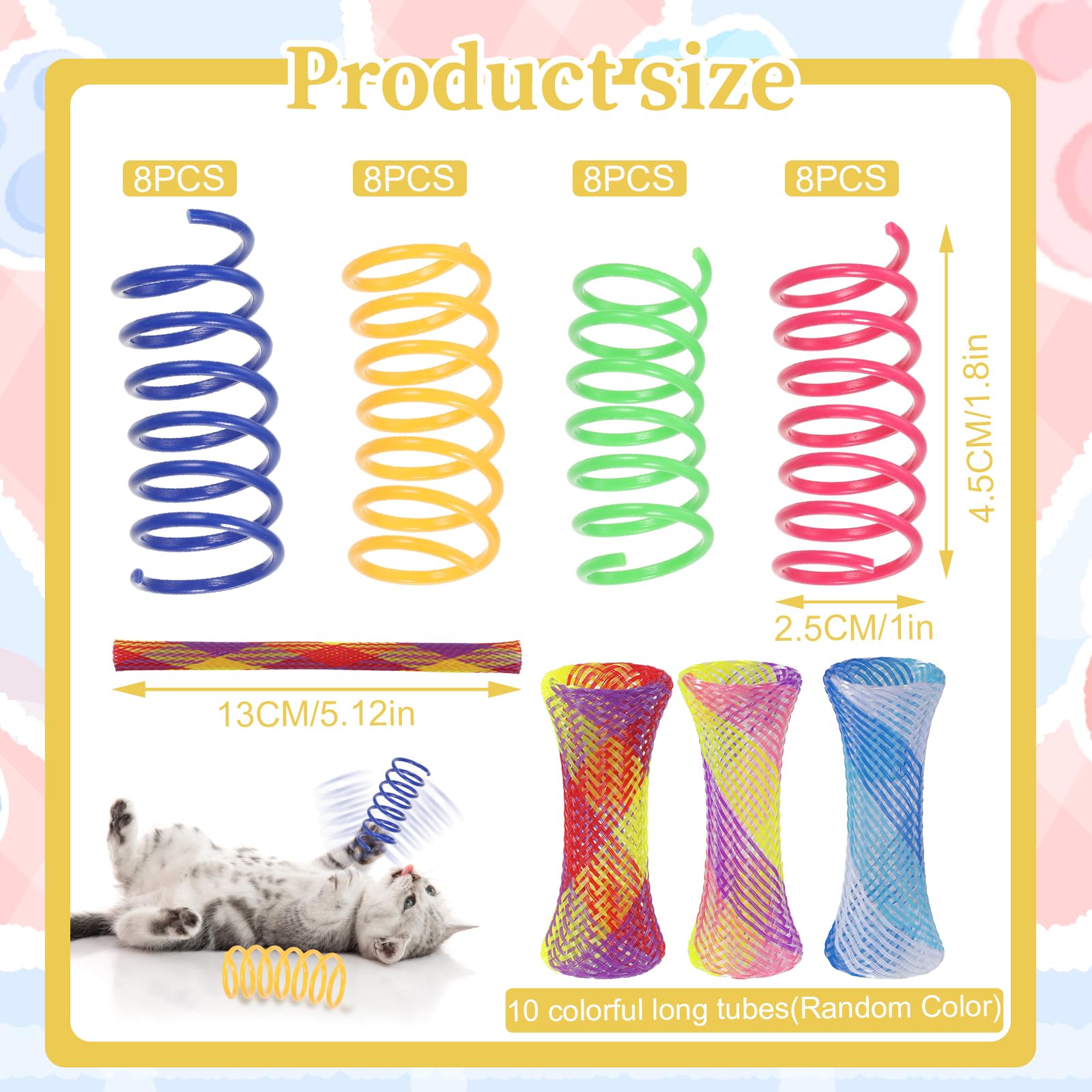 wlertcop 42 Pcs Cat Springs, Colorful Spring Cat Toy, BPA-free Plastic Coil Spiral Springs Pet Interactive Toys - Image 2