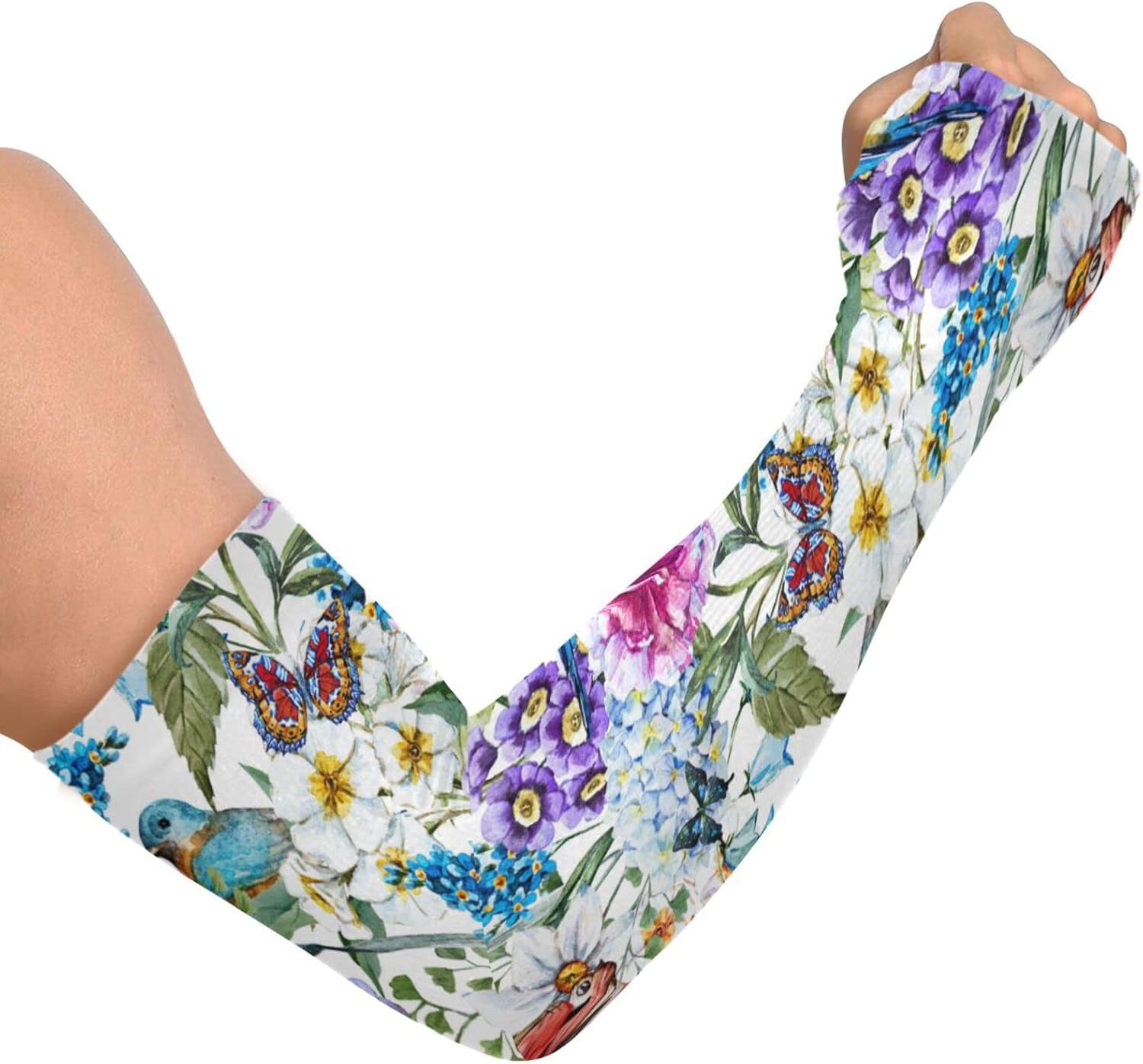 JUNZAN Floral Pattern Gardening Sleeves with Thumb Hole for Sun Protection and Cooling – Ideal for Men and Women