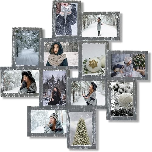 J.M.Deco Marcos de fotos de collage de 12 aperturas para decoración de pared, marcos de fotos de collage de 4 x 6 pulgadas con ganchos de metal,