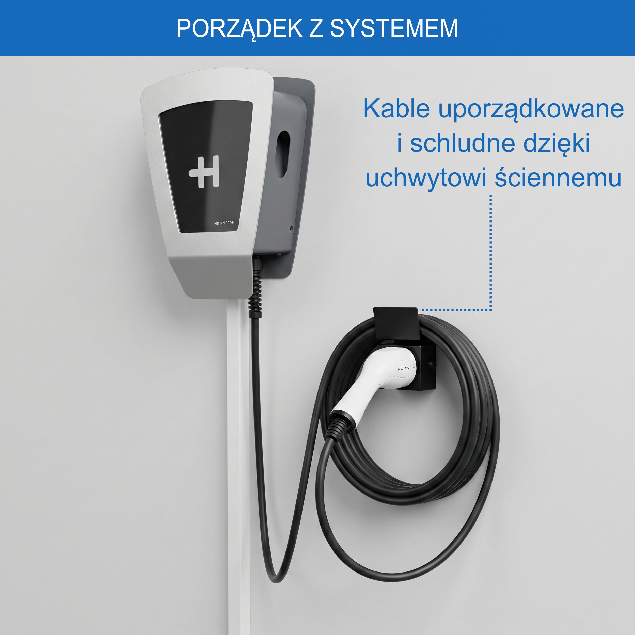 Uchwyt ścienny typu 2 zamykany do kabla do ładowania samochodu elektrycznego – uniwersalna ochrona przed kradzieżą i uchwyt na kabel do wtyczki EV – wytrzymały uchwyt na kabel Wallbox w zestawie