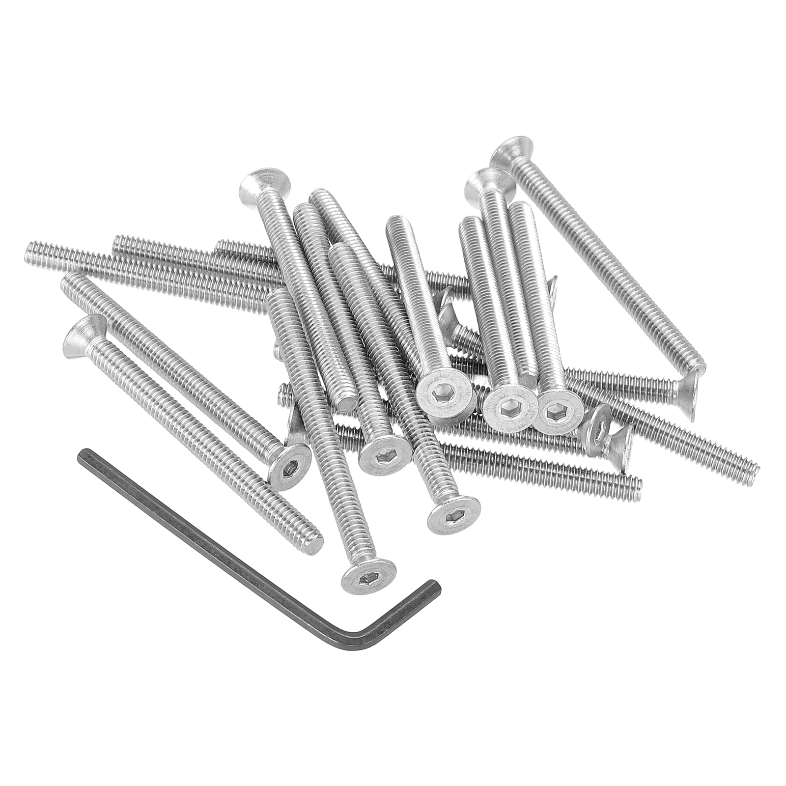 PATIKIL #8-32 x 2" Flat Head Socket Cap Screws, 20Pcs Countersunk Bolts Head Machine Screws 304 Stainless Steel (18-8) UNC Socket Drive Bolt Fasteners for Industry Machinery Household