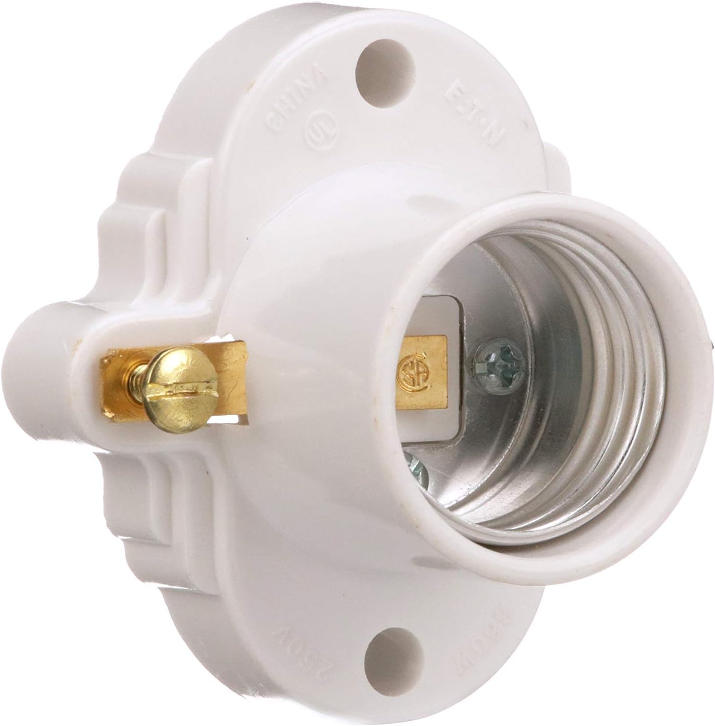 Eaton S752W-SP 660-Watt 250-volt Medium Base Keyless Cleat Socket, White
