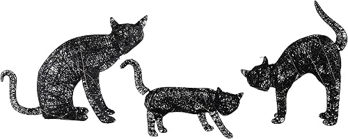 LED Lighted Black Cat Family Outdoor Halloween Decorations - 27.5" - Set of 3