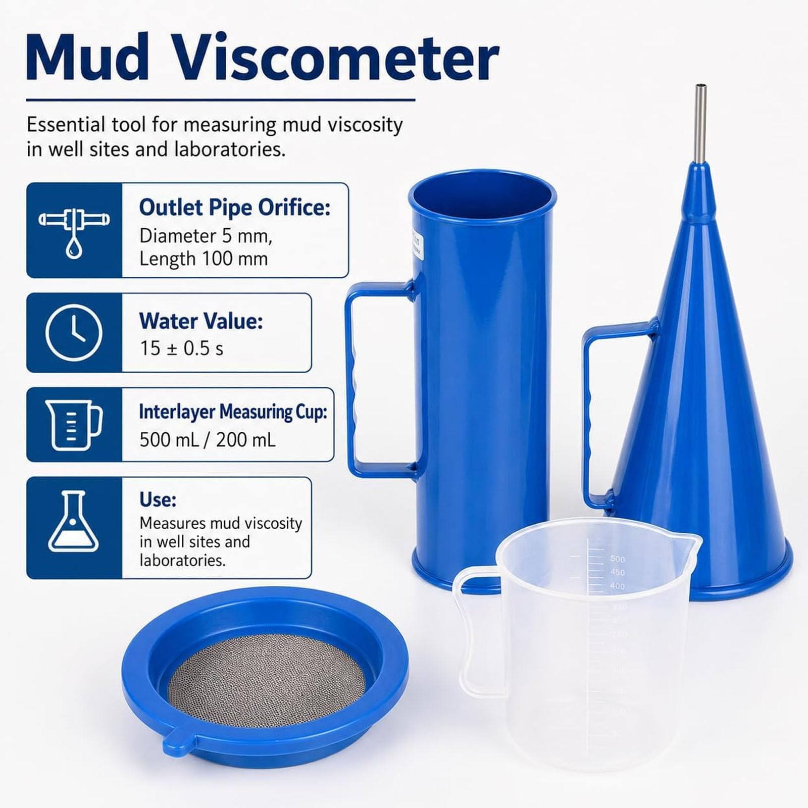 Kit de Probador de Lodo Portátil, Probador de Lodo de 3 Piezas