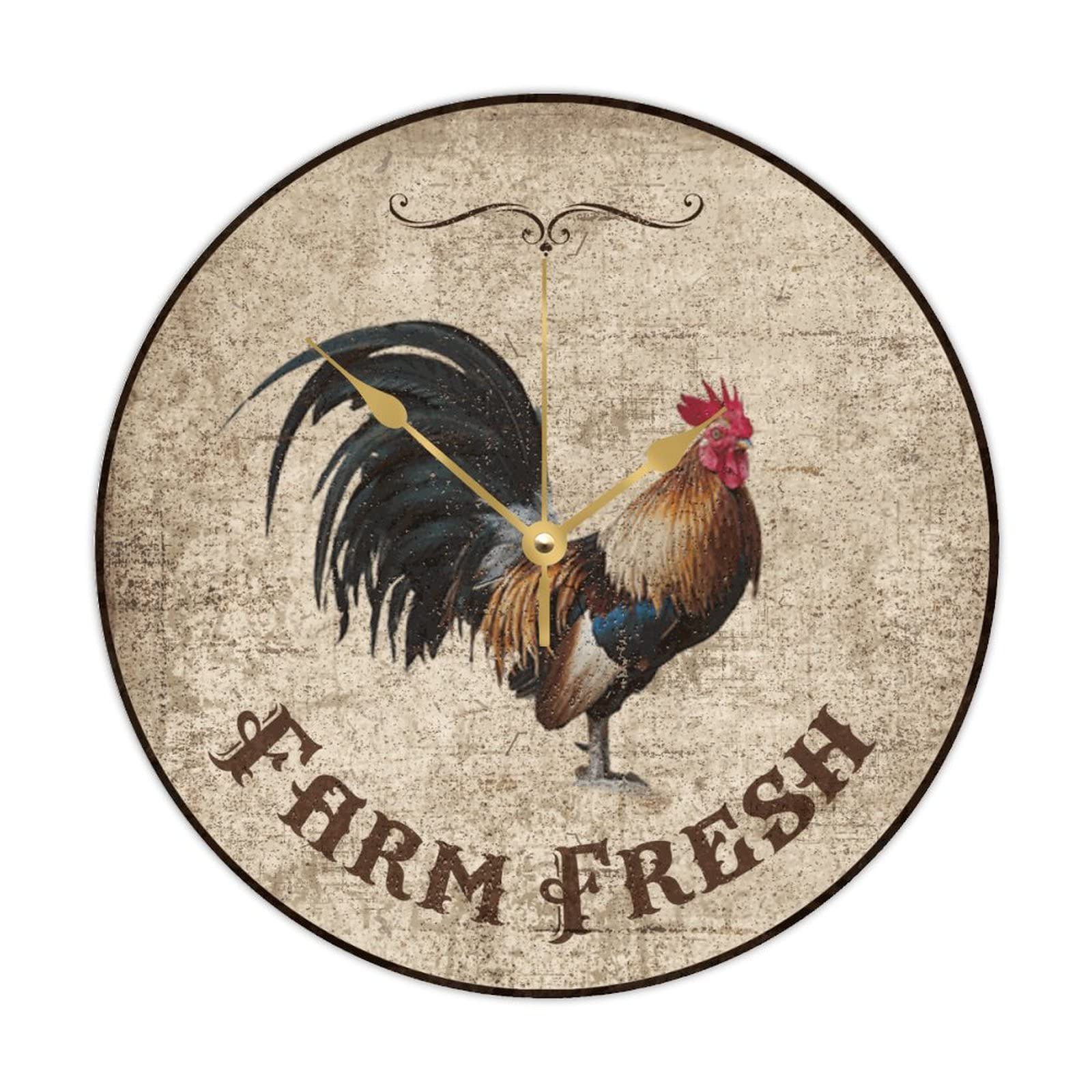 Horloge murale en bois coq, le cadeau rustique idéal pour amoureux des animaux