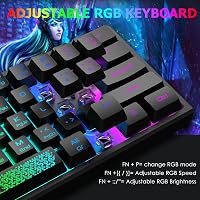 LexonElec 60% Mini Gamer Billentyűzet és Egér Szett - Fekete, RGB Háttérvilágítás, Mechanikus Érzetű, Ergonomikus, 12000 DPI Méhsejt Egér, U 4