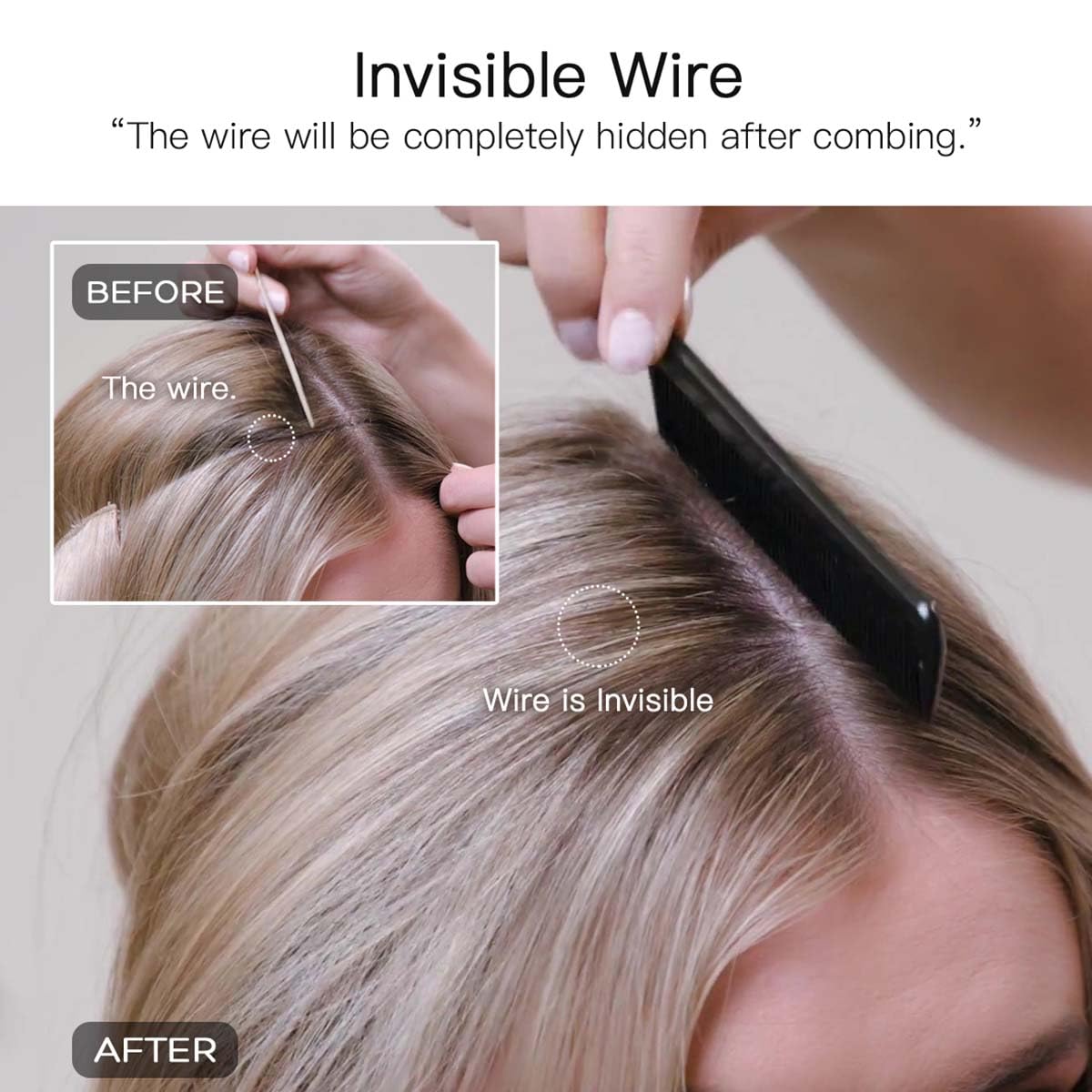 HOTBANANA Wire Hair Extensions, 16 Inch 95g Dark Brown, Transparent Fish Line Wire Extensions for Women