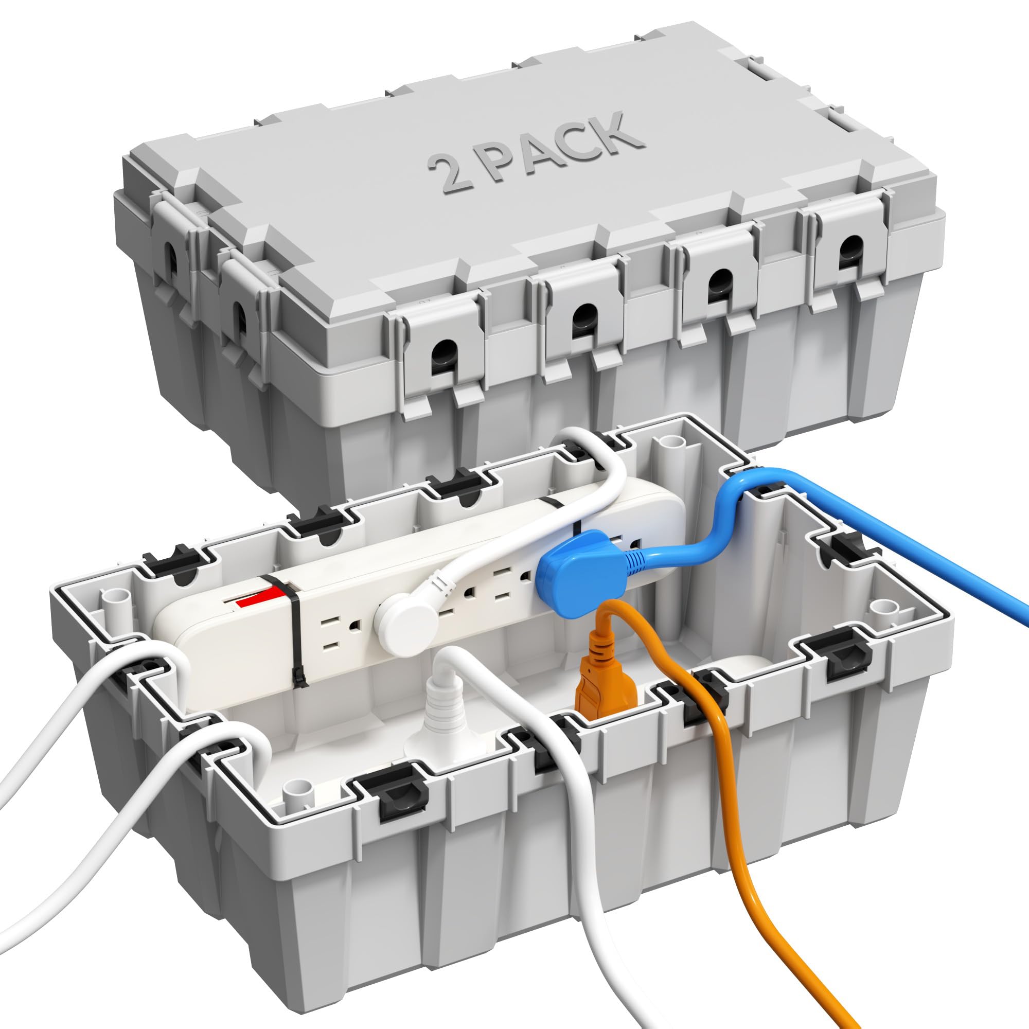 Elektrische Box für den Außenbereich, IP54, wasserdicht, große Verlängerungskabelabdeckung, 12 Eingänge (33 x 22,20 x 11,53 cm), Kabelstecker-Schutz, Sicherheitsbox für Steckdosenleiste