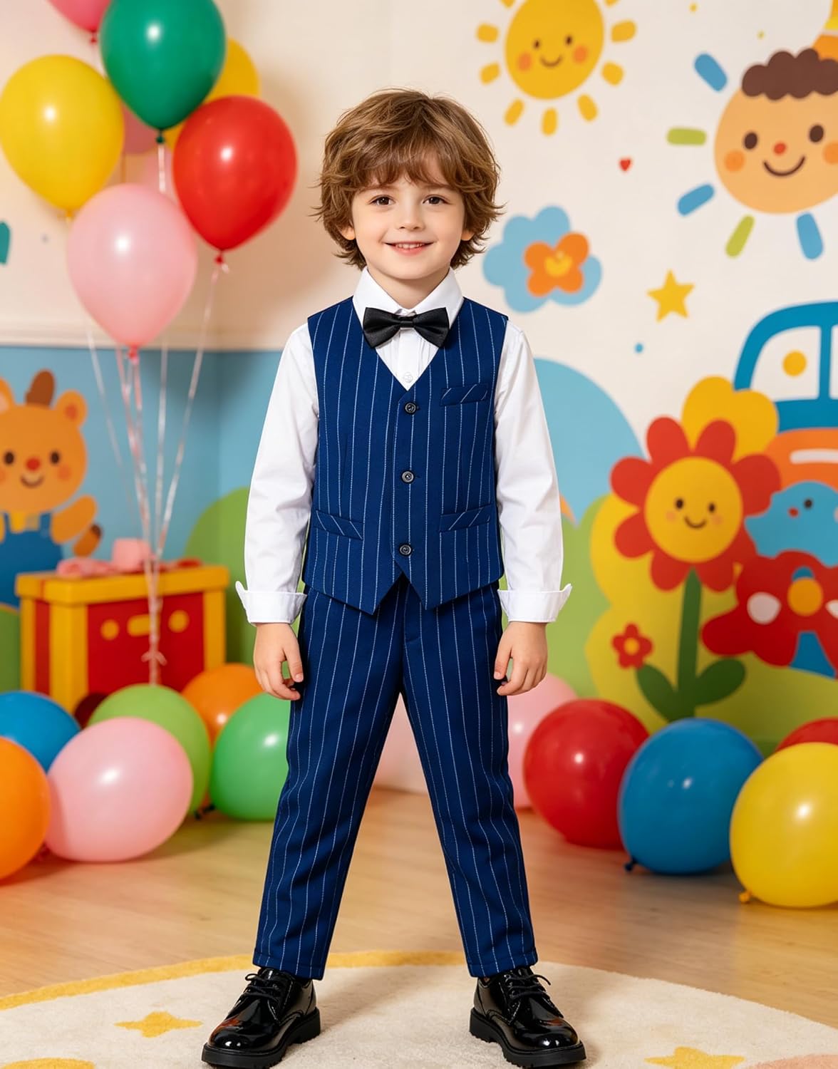 Toddler Suits Little Boys Wedding Baptism Outfit Pinstripe Formal Dresswear