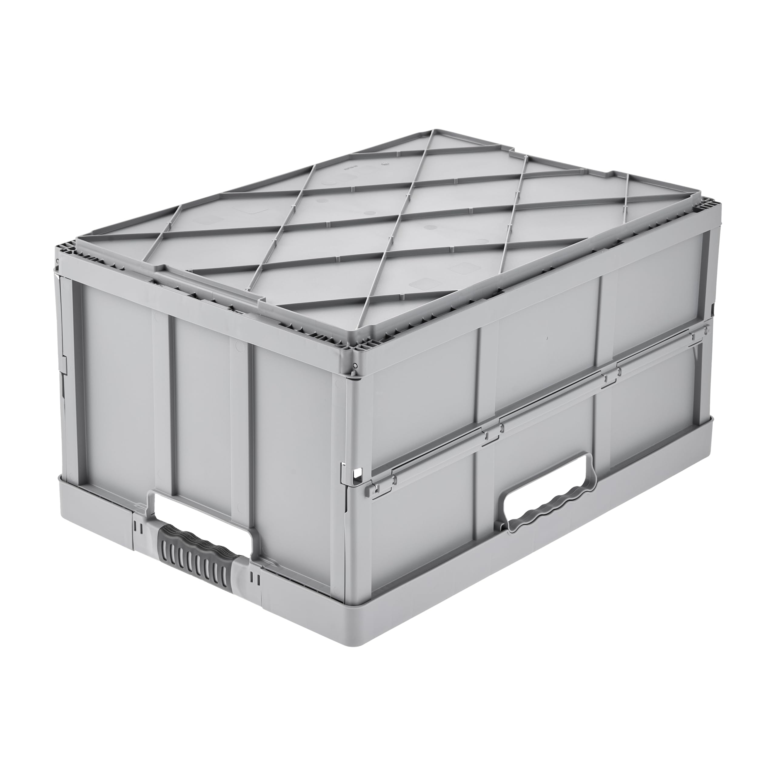 keeeper benno 3 x stabilne profesjonalne składane pudełko z uchwytami Soft-Touch, 45 l, nośność do 50 kg, pasuje do wózków na zakupy, 54 x 37 x 27,5 cm, szary (Nordic Grey)