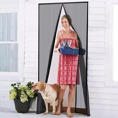 Amazon Acmetop 網戸 玄関 マグネット 開閉式 出入り楽々 自動で閉まる 磁気網戸 ドア用 取付簡単 虫除け 蚊取り ドア ベランダ 玄関 勝手口 引き戸等に最適 ドアカーテン 90 210cm ブラック 網戸