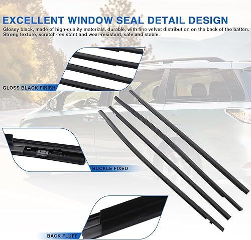 Miniatura 3 de MotorFansClub 4 tiras de sellado de ventana para Honda Civic Hatchback tipo R 2016 2017 2018 2019 2020 2021, tira de sellado exterior para puerta,