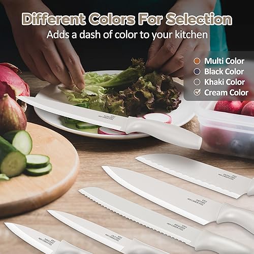 Miniatura 7 de E-far Juego de cuchillos de cocina de 12 piezas, juego de cuchillos de chef de acero inoxidable con 6 protectores de cuchillas, cuchillo de cocina