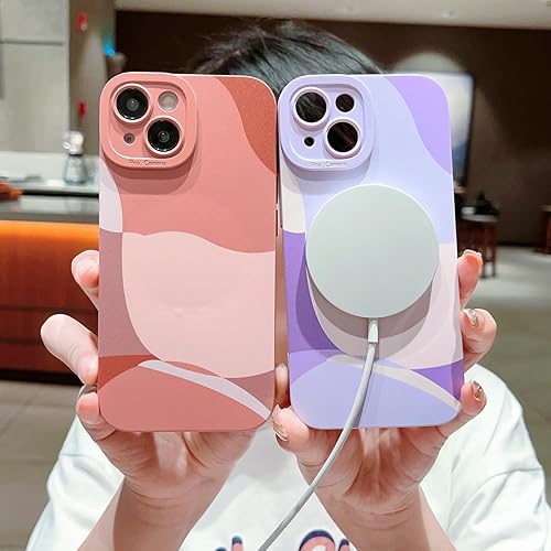 Miniatura 3 de YKCZL Funda compatible con 15 fundas de 6.1 pulgadas con MagSafe, bonito patrón de arte pintado, protección de cámara, funda magnética suave a