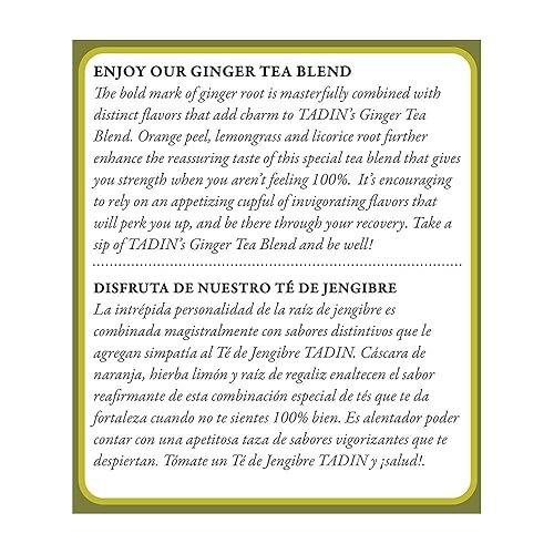 Miniatura 4 de Mezcla de té de hierbas Tadin Jengibre. Sin cafeína. 24 bolsas de té. 1.02 oz. Paquete de 3