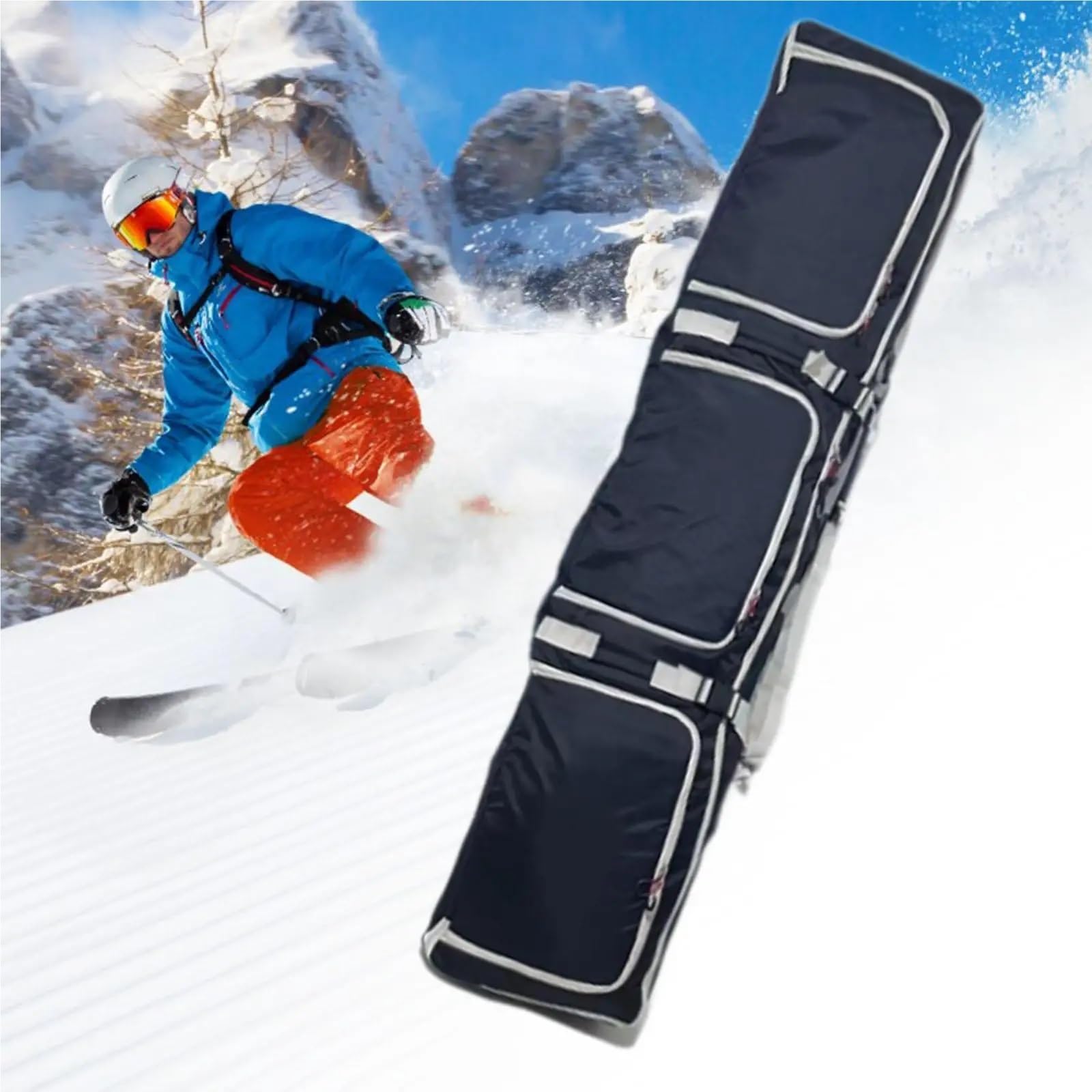 Snowboard-Tasche mit Rädern, Snowboard-Tragetasche mit Griff, Aufbewahrungstasche, doppelte Schulter for Reisen, Ski-Tasche, Ski-Tragetasche
