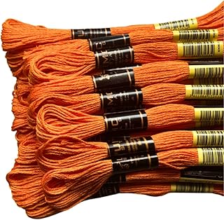 Pack of 50 Popular Colours Premium Embroidery Thread | 100% Egyptian Cotton Premium Skeins | Cross Stitch Embroidery Floss | Oeko TEX Certified| (24, 24 Skeins Orange)