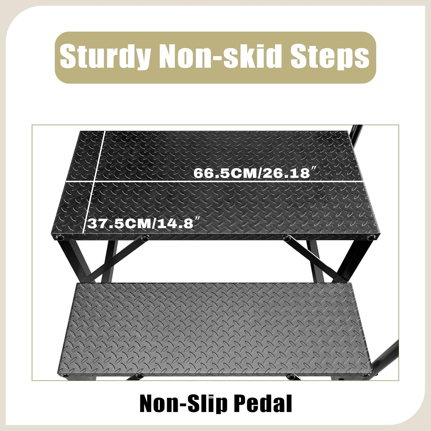 Step Ladder, Step Stool with Handle, Heavy Duty Pool Ladder Above Ground 660Lbs, Camper Steps Outdoor Steps RV Stairs for Reaching High (3 Steps with 1 Handrail)