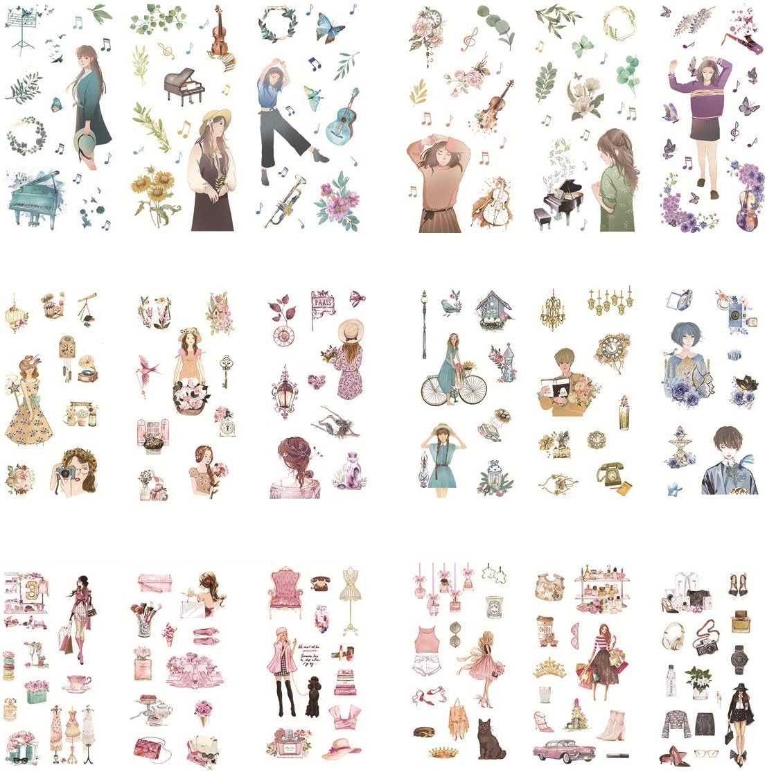 Self-Adhesive Washi Paper Stationery Sticker Set Decoration for Scrapbooking Diary Album Notebook Journal Agenda (B)