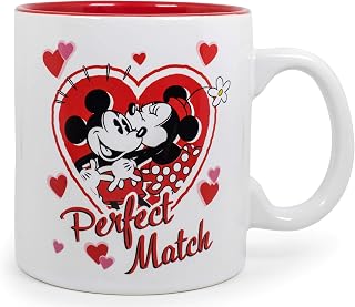 Exclusive Mickey and Minnie Mouse Perfect Match Jumbo Ceramic Coffee Mug | Disney Kitchen Accessories | Housewares And Drinkware For Home Bar Set | Holds 20 Ounces
