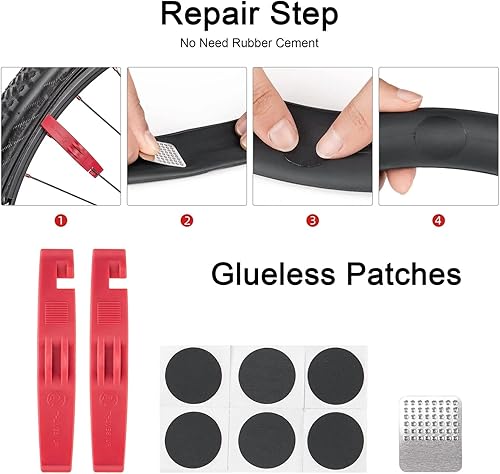 Miniatura 5 de Kit de herramientas de reparación de bicicletas con bomba de bicicleta y bolsa de sillín - Kits de herramientas de bicicleta para reparación y