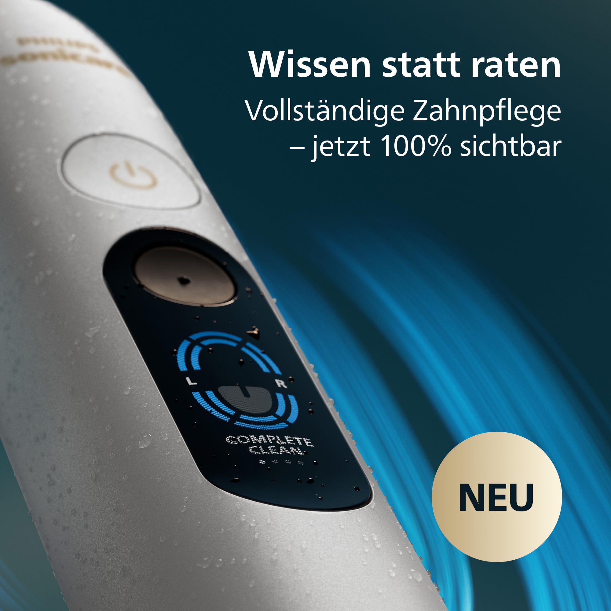 Philips Sonicare Next-Generation DiamondClean 9900 Prestige elektrische Zahnbürste - intelligentes Feedback zur Putzabdeckung, intelligente Andruckkontrolle, 24 Einstellungen, Silberweiß, HX9813/91