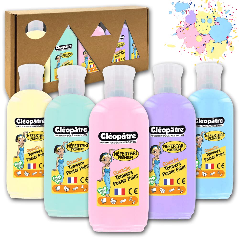 CLEOPATRE PGN100XX5P Lot de 5 flacons Gouache Néfertari Pastel 100ml Multicolore