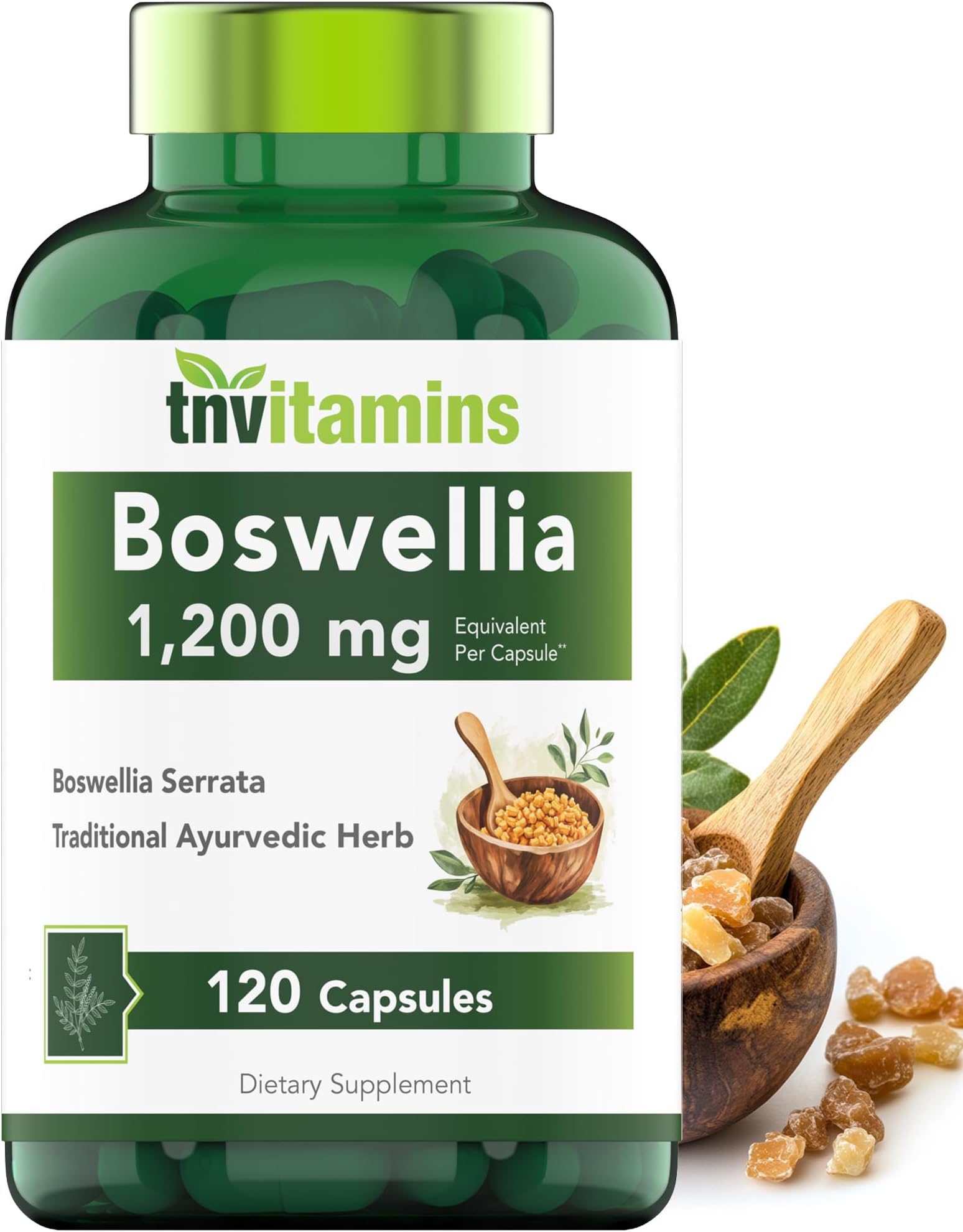 Boswellia Serrata Herbal Extract Capsules | 1200 MG/Capsule (120 Capsules) | Joint Support Supplement* | Ayurvedic Herb: Indian Olibanum/Frankincense