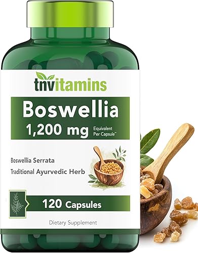 tnvitamins Cápsulas de extracto de Boswellia, 120 unidades 1,200 mg por cápsula 65% de ácidos boswélicos + extracto concentrado 10:1 Boswellia