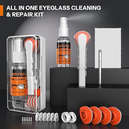 Miniatura 9 de Kit de limpiador de gafas, kit de reparación de gafas, limpiador de lentes  Spray limpiador de lentes antivaho 24 horas  Paño de limpieza de