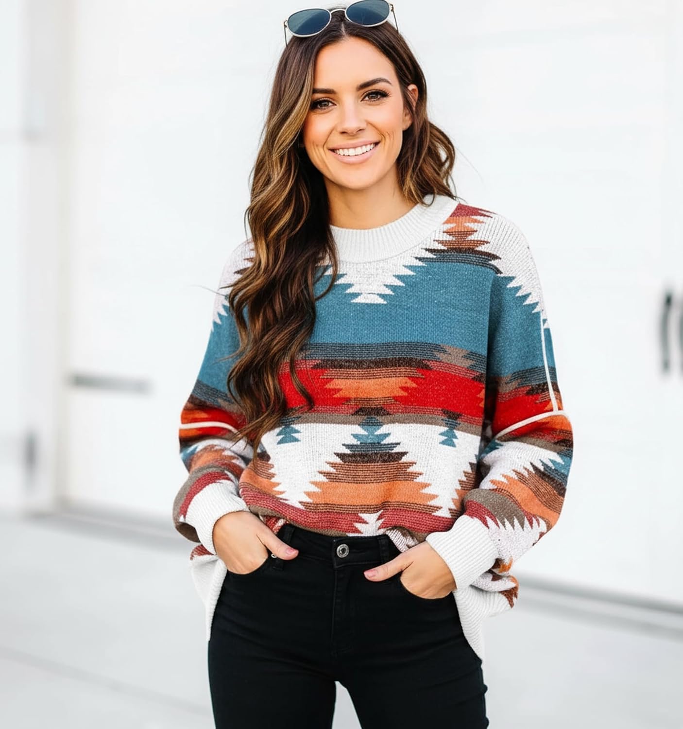 ETCYY Womens Oversized Sweaters Fall 2026 Fashion Clothes Trendy Batwing Sleeve Colorblock Striped Knit Pullover Tops - Image 4