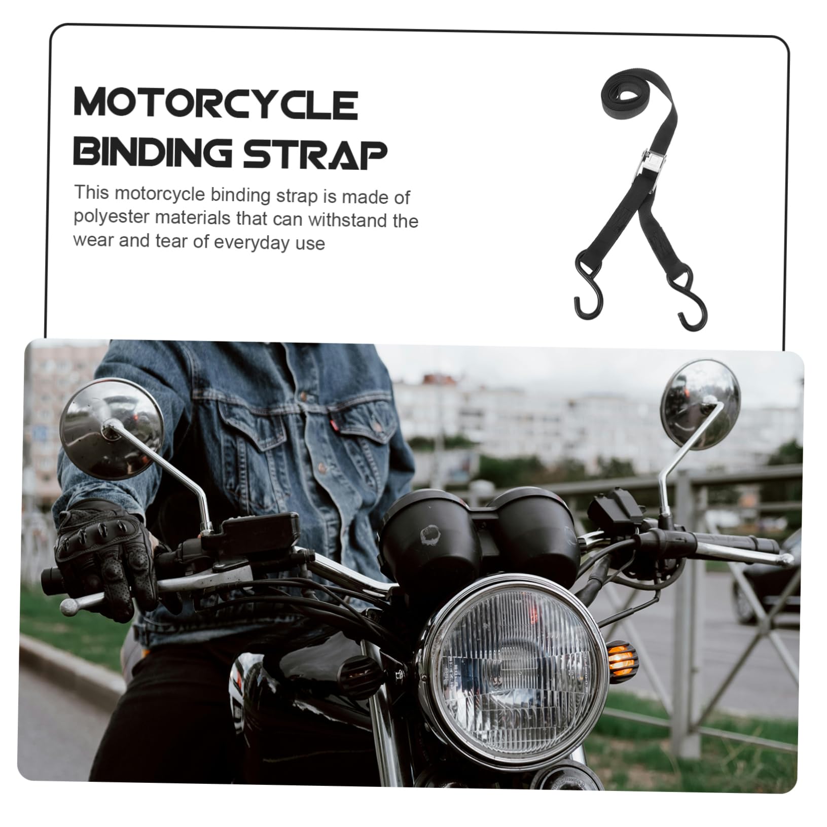 Motorrad Spanngurt aus Polyester, Schwarz, Zurrriemen | Gepäckgurt zum Sichern von Motorrädern, Befestigungsriemen für Ladung, 2 Stück Packung