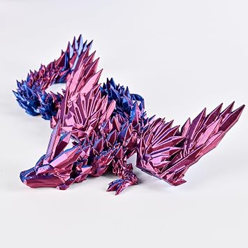 3D Printed Dragon Egg, Easter Dragon Eggs with Dragon Inside, Articulated Flexible 3D Printed Dragon in Egg Fidget Toy, Easter Basket Stuffers for Kids (Purple&Red)