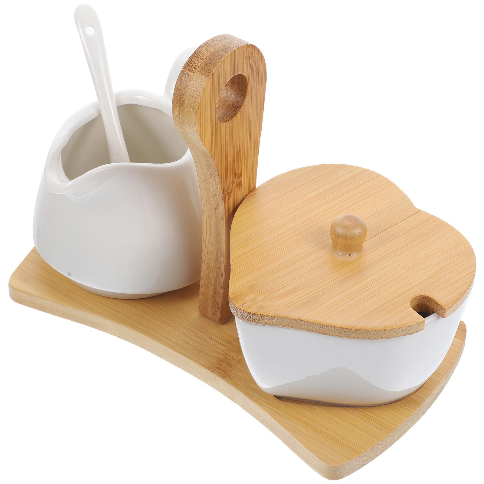 Cabilock Juego de Azucarero y Jarra de Cerámica y con Mango de en Diseño Blanco Simple para