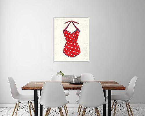 Miniatura 2 de Jaxson Rea "Retro Swimwear II Newsprint Gallery Wrapped Canvas by Emily Adams, 12" x 15"