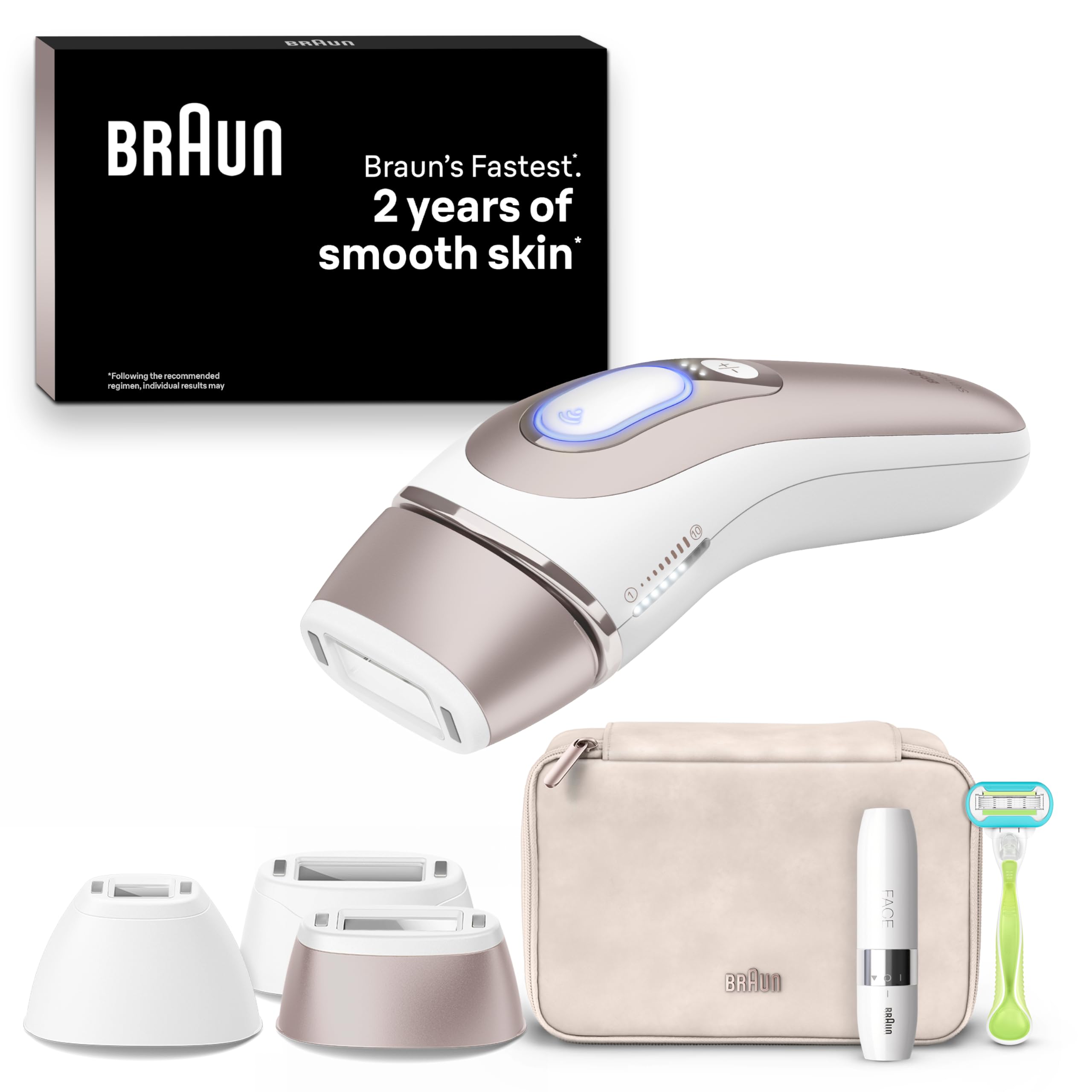 Braun Smart IPL Skin I Expert, at Home Hair Removal, Alternative for Laser Hair Removal, Smart IPL with Exclusive Free App, Mini Face Shaver, 3 Heads, 2 Years of Smooth Skin, PL7249