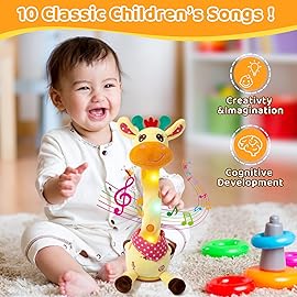 Emoin Dancing Giraffe Toy, Tanlking Giraffe Toys Musical Mimicking Toy, Singing 10 Pcs Songs for Baby Boys Girls, Repeating What You Say, Sing+Dancing+Recording+LED