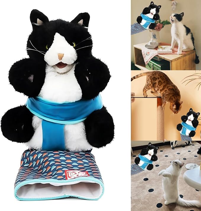 Cats Puppet Wrestler, Cat Wrestling Toy Puppet, Cat Antarcking Wrestler Glove, Hand Puppet with Tough Padding for Safe Interactive Play, Cats Toy Puppets for Boredom Busting Training and Exercise