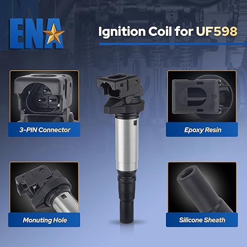 Miniatura 2 de Juego de 4 bobinas de encendido UF598 1.6L L4 compatibles con Mini Cooper 2007-2013, Cooper Countryman 2011-2016, Cooper Paceman 2013 2014 2015 2016