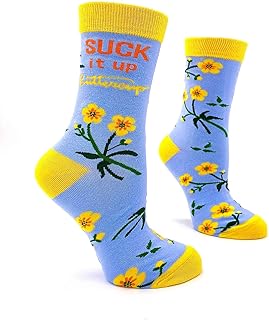 Fabdaz Suck It Up Buttercup Women's Novelty Crew Socks - 1 Pair, 1 Size Fits Most