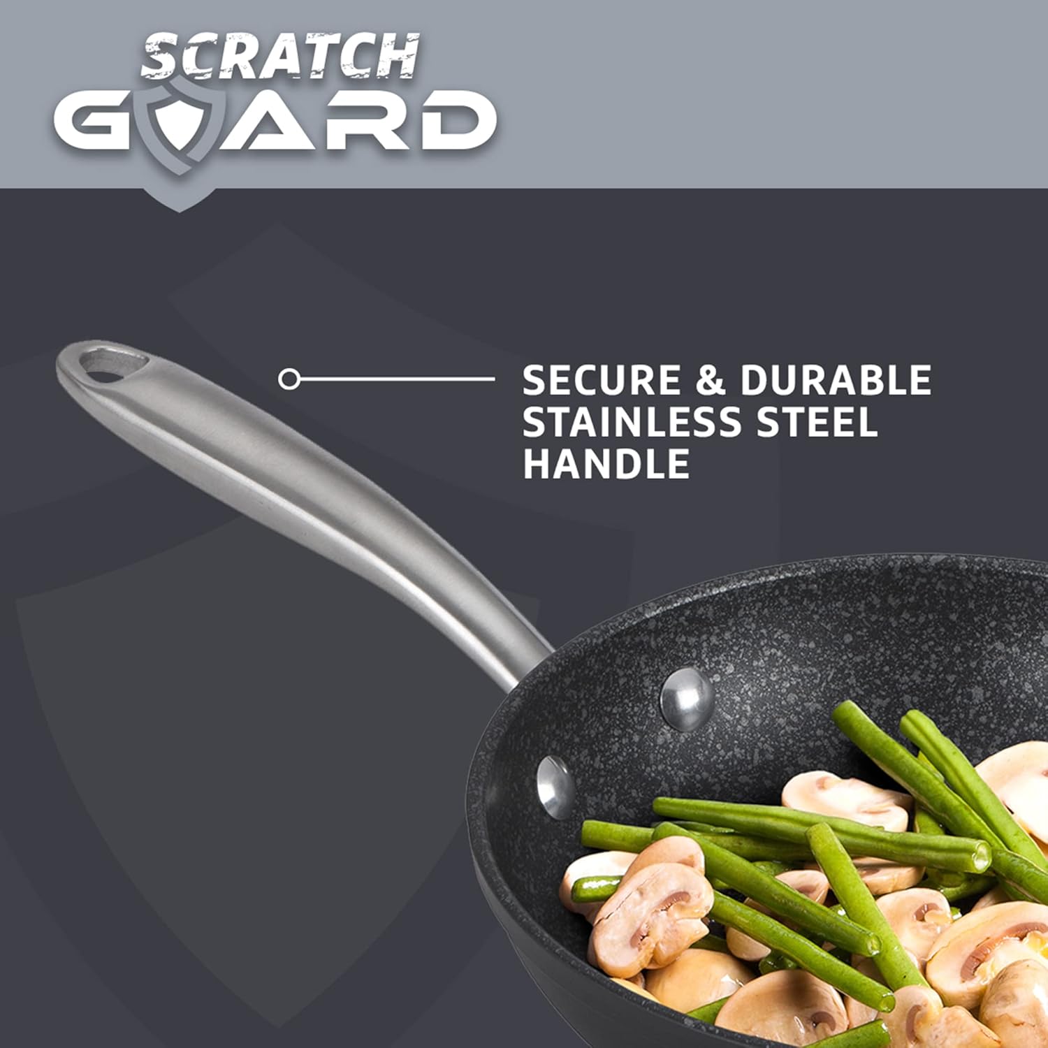 Prestige Scratch Guard Aluminium Cookware Set, 5pce, Black