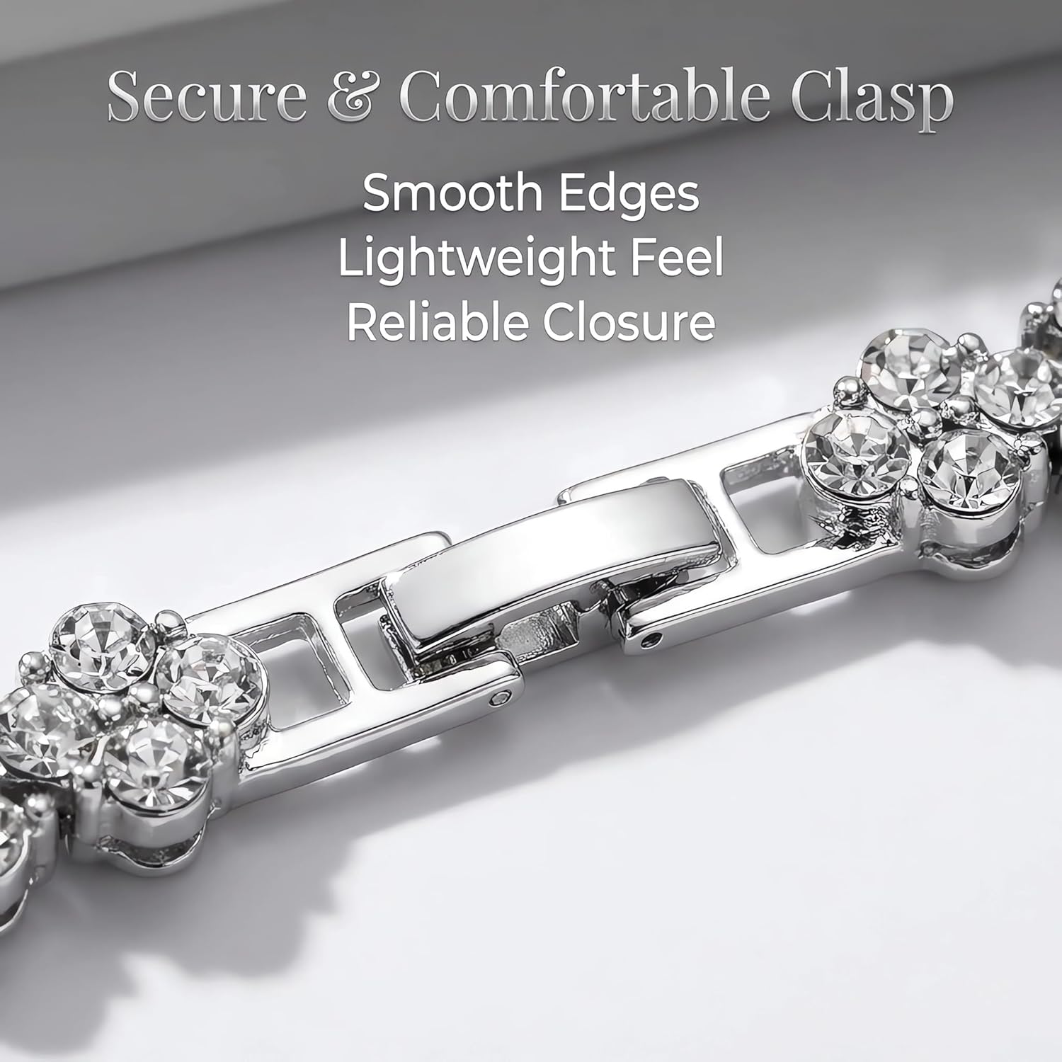 Silver Crystal Tennis Bracelet for Women – Elegant Full Zircon Sparkle, Slim Stackable Design, Secure Clasp, Dainty Luxury Jewelry Gift for Her