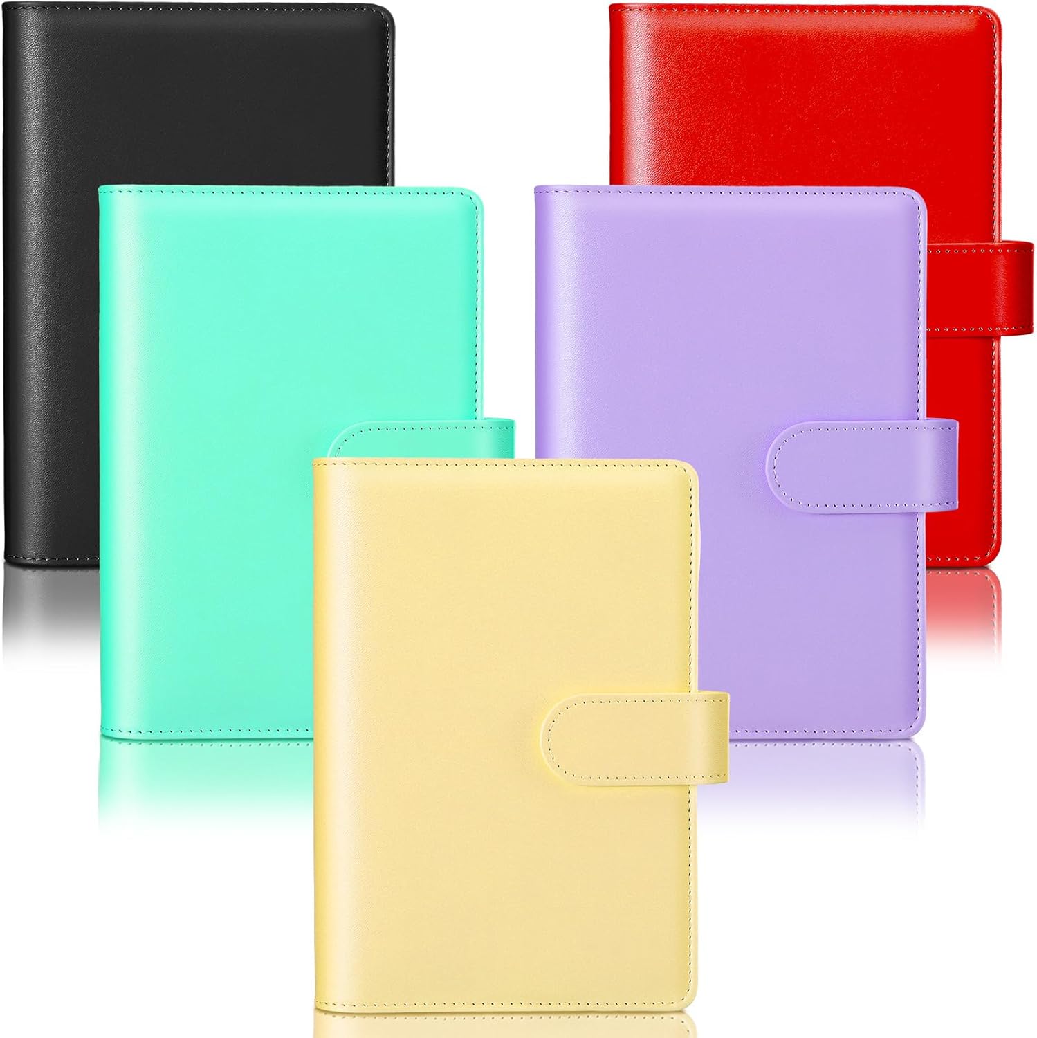 5 Pack A6 Refillable Binder Notebook, PU Leather 6 Ring Planner Cover with Magnetic Buckle, Loose Leaf Personal Organizer Journal, 120 Pages Capacity