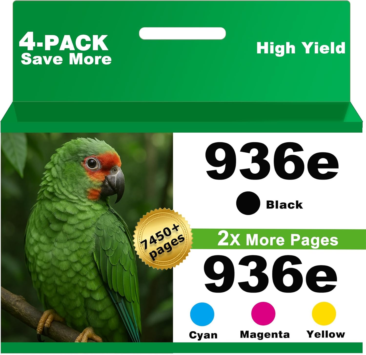 936e Ink Cartridges Replacement for HP 936 936XL Combo Pack for OfficeJet 9122e; Pro 9120e 9120 9125e 9125 9128e 9135e 9135 9110b 9120b 9130b 9130; Pro Wide Format 9730e 9730 Printers- KCMY 4-Pack